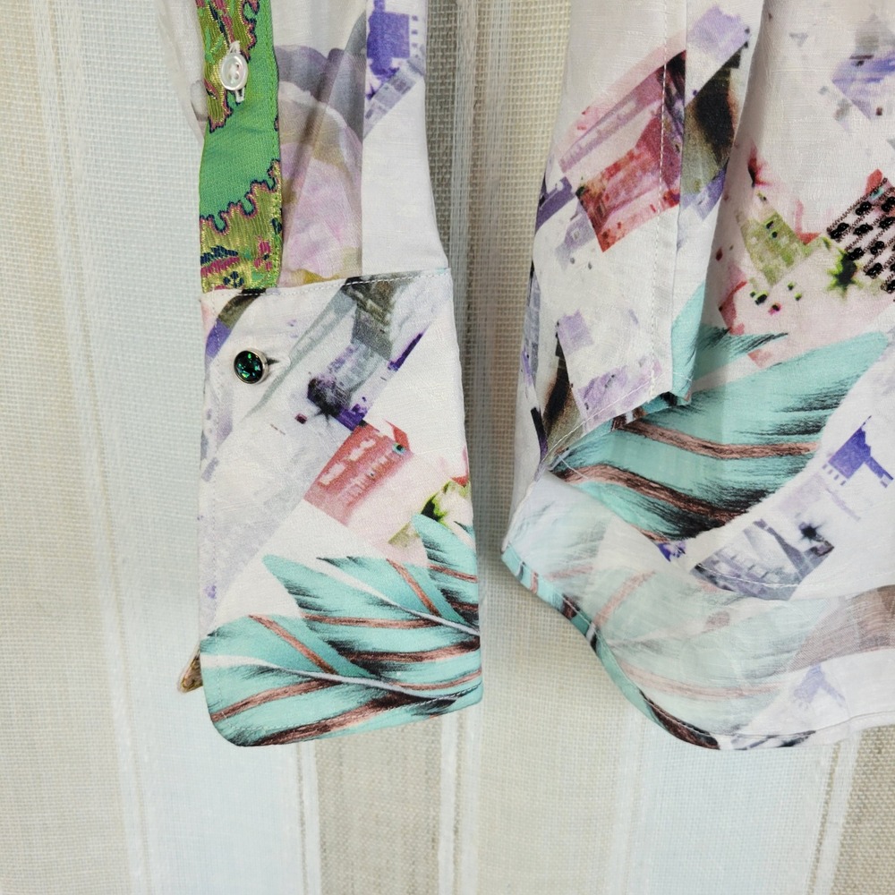 Robert‎ Graham Limited Edition Long Sleeve Blouse Size Small Floral Colorful - Picture 5 of 14